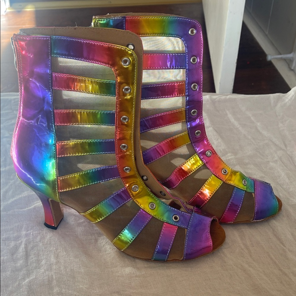 Rainbow Mesh Dance Heels - Dance and Sway